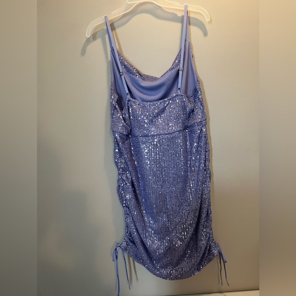 Wild Fable Women's Plum Blue Sequin Sleeveless Ruched Side Bodycon - Picture 4 of 5